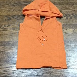 Mango Orange Sleeveless Open Back Hoodie